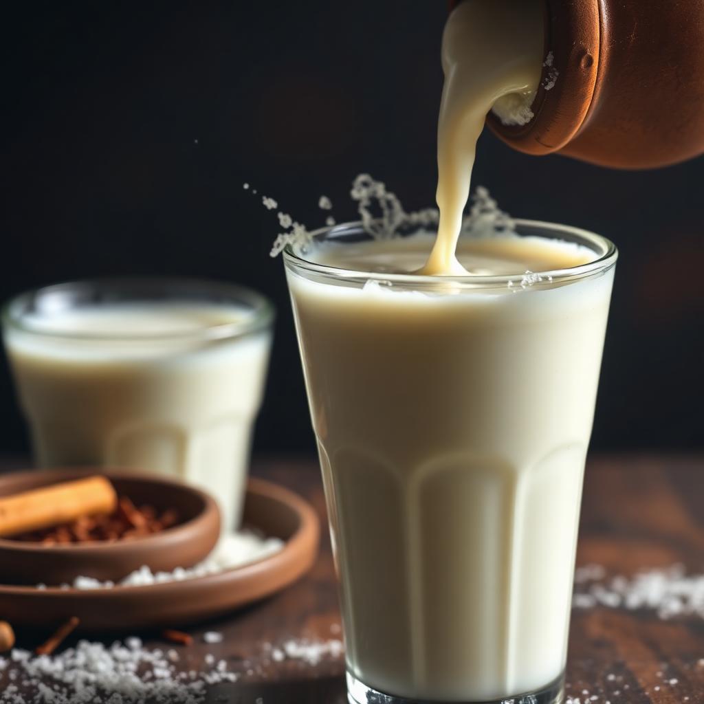 Buttermilk being poured into glass