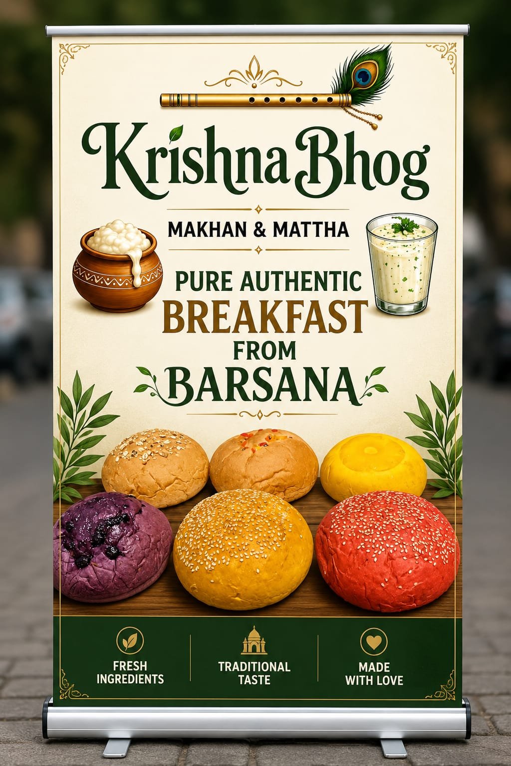 Krishna Bhog Makkan & Mattha standee banner